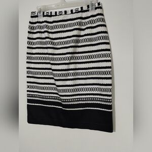 City Silk Stretch Elegant Black and White Striped Skirt